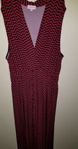 Womens Sleeveless Maxi Dress(Red/Black)